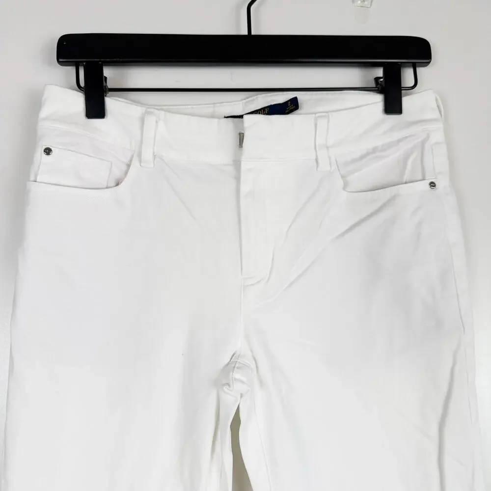 Polo Golf Ralph Lauren Low Rise Skinny Slim Leg Chino Pants White Ankle - 2